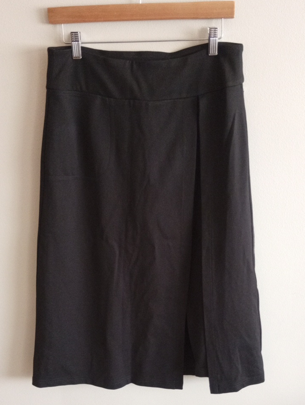 Betabrand Black Sassiest Pant Midi Skirt Overlay Size Large